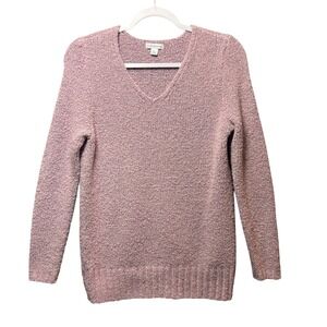Croft &‎ Barrow Boucle Textured Knit V-Neck Sweater Lavender Women's Large